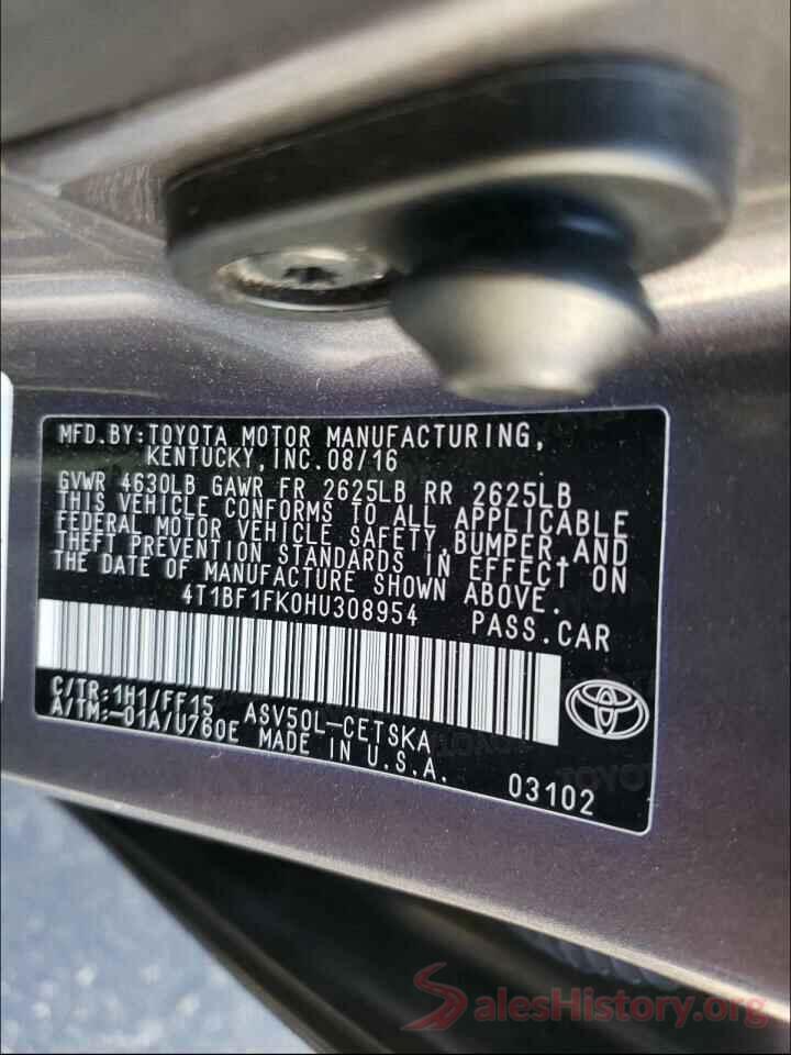 4T1BF1FK0HU308954 2017 TOYOTA CAMRY