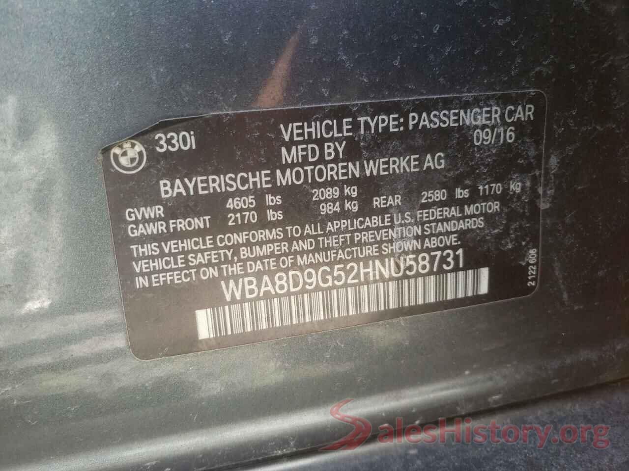 WBA8D9G52HNU58731 2017 BMW 3 SERIES