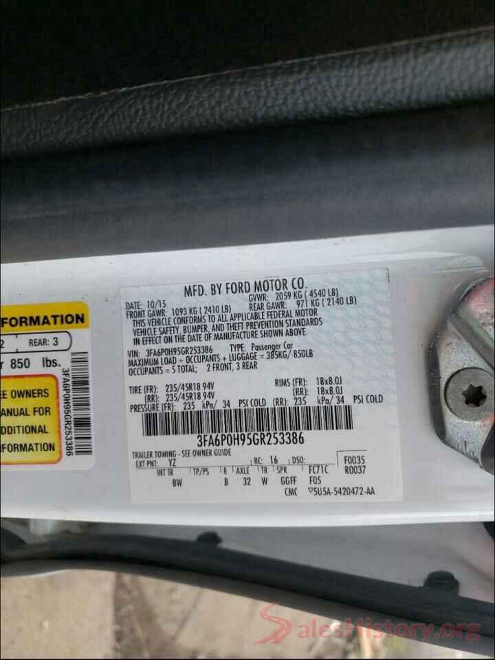 3FA6P0H95GR253386 2016 FORD FUSION