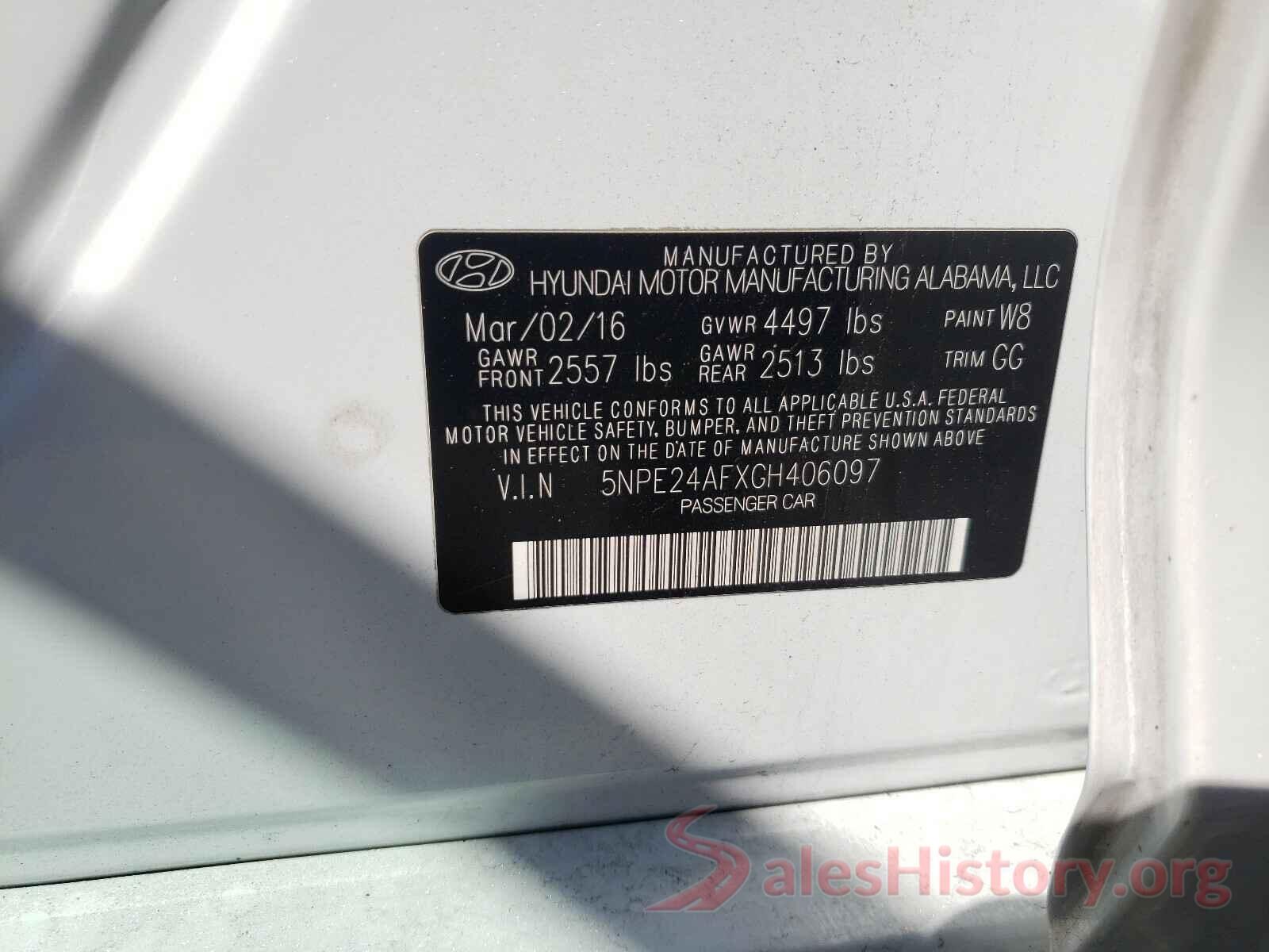 5NPE24AFXGH406097 2016 HYUNDAI SONATA