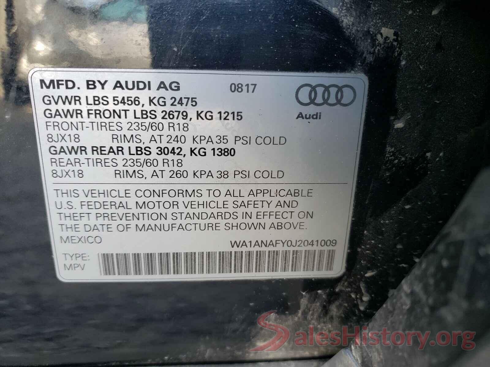 WA1ANAFY0J2041009 2018 AUDI Q5