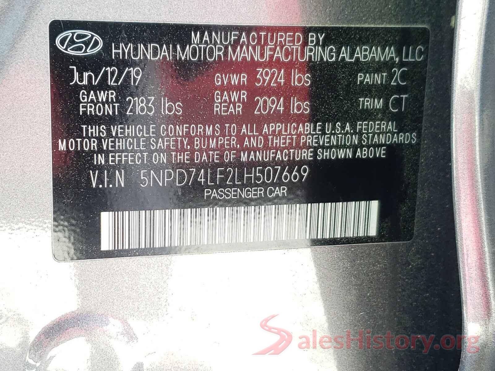 5NPD74LF2LH507669 2020 HYUNDAI ELANTRA