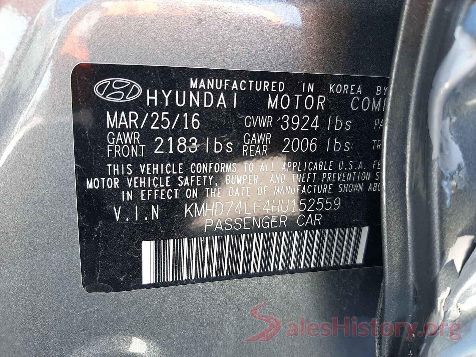 KMHD74LF4HU152559 2017 HYUNDAI ELANTRA