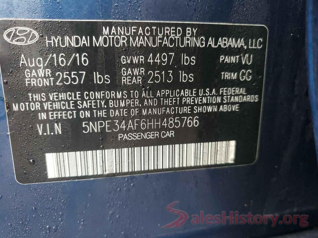 5NPE34AF6HH485766 2017 HYUNDAI SONATA