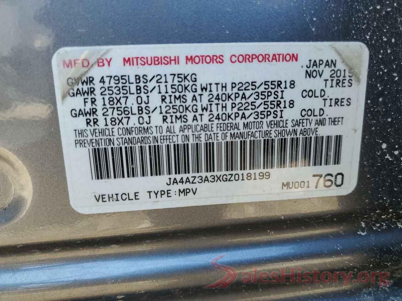 JA4AZ3A3XGZ018199 2016 MITSUBISHI OUTLANDER