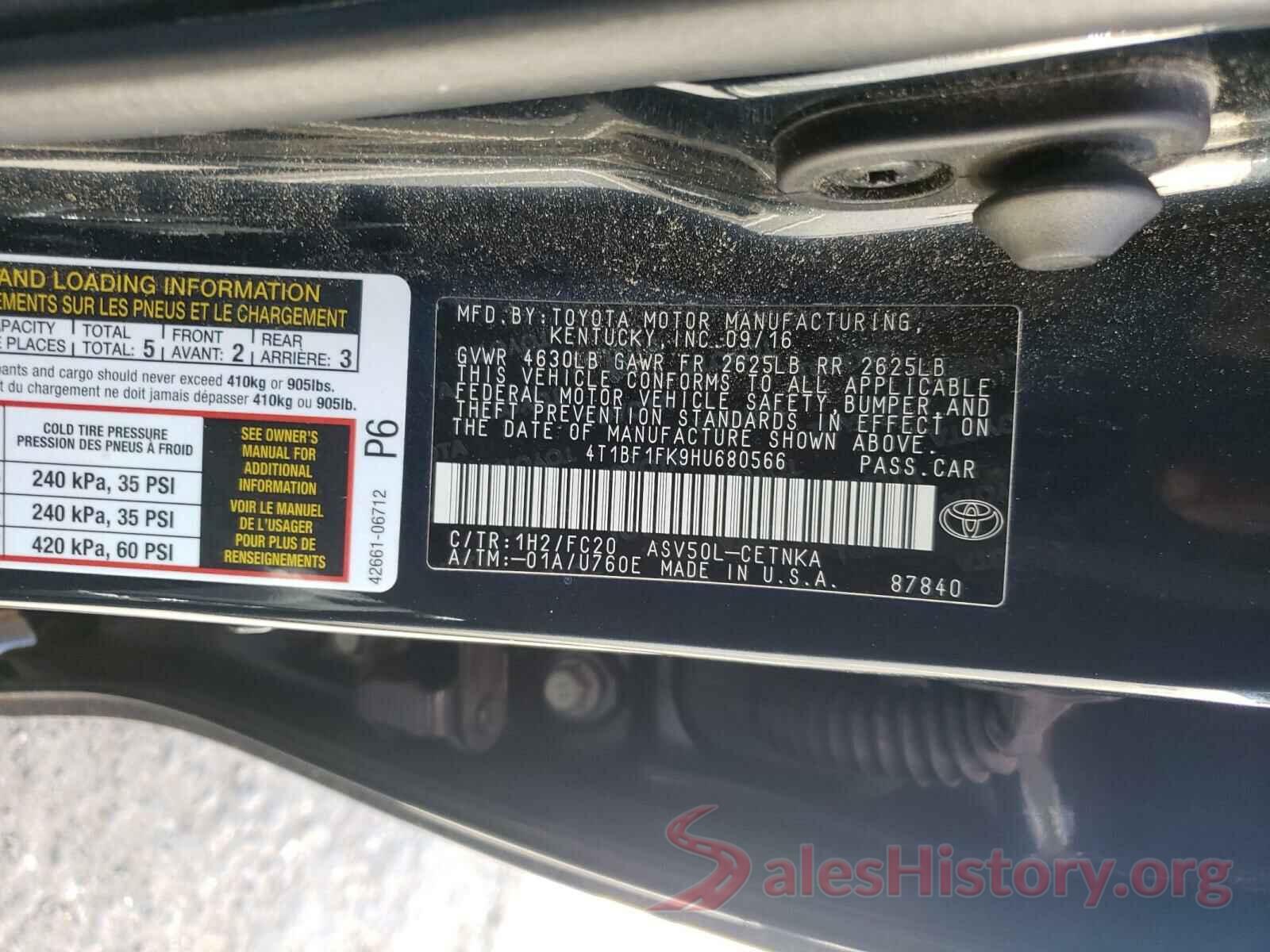 4T1BF1FK9HU680566 2017 TOYOTA CAMRY