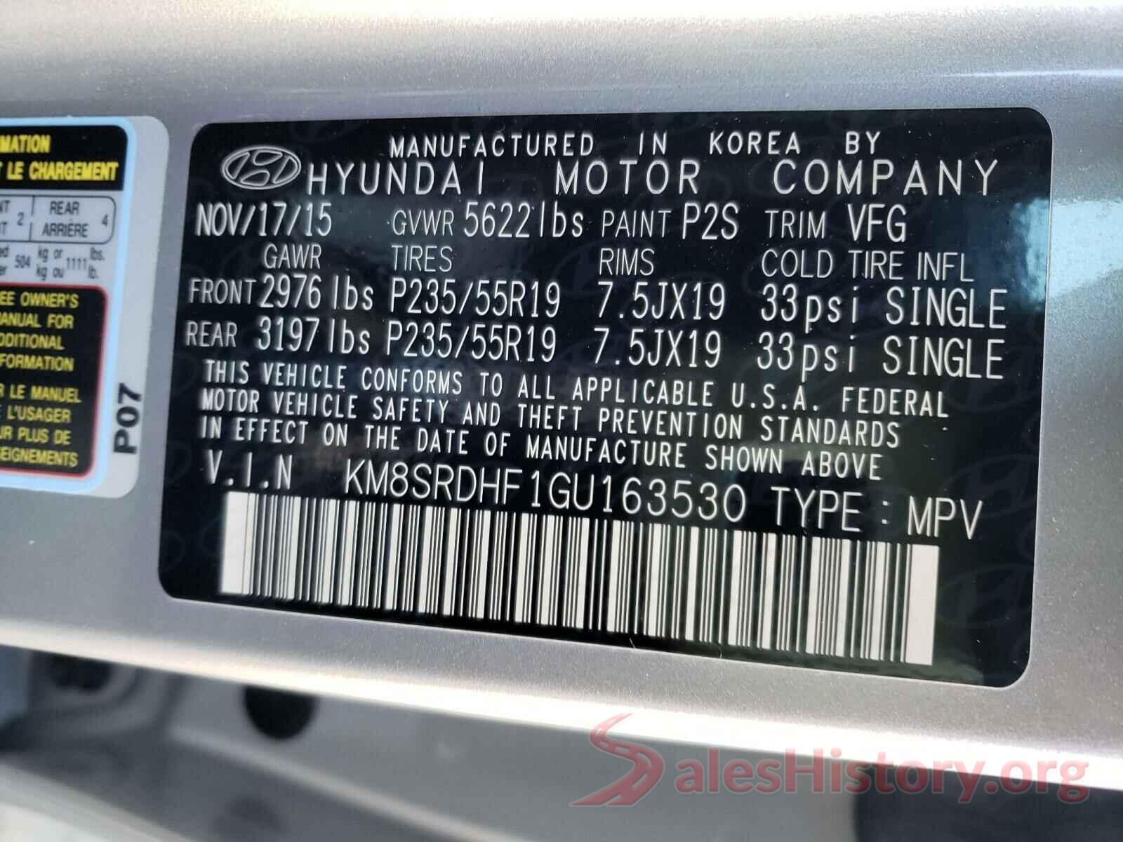 KM8SRDHF1GU163530 2016 HYUNDAI SANTA FE