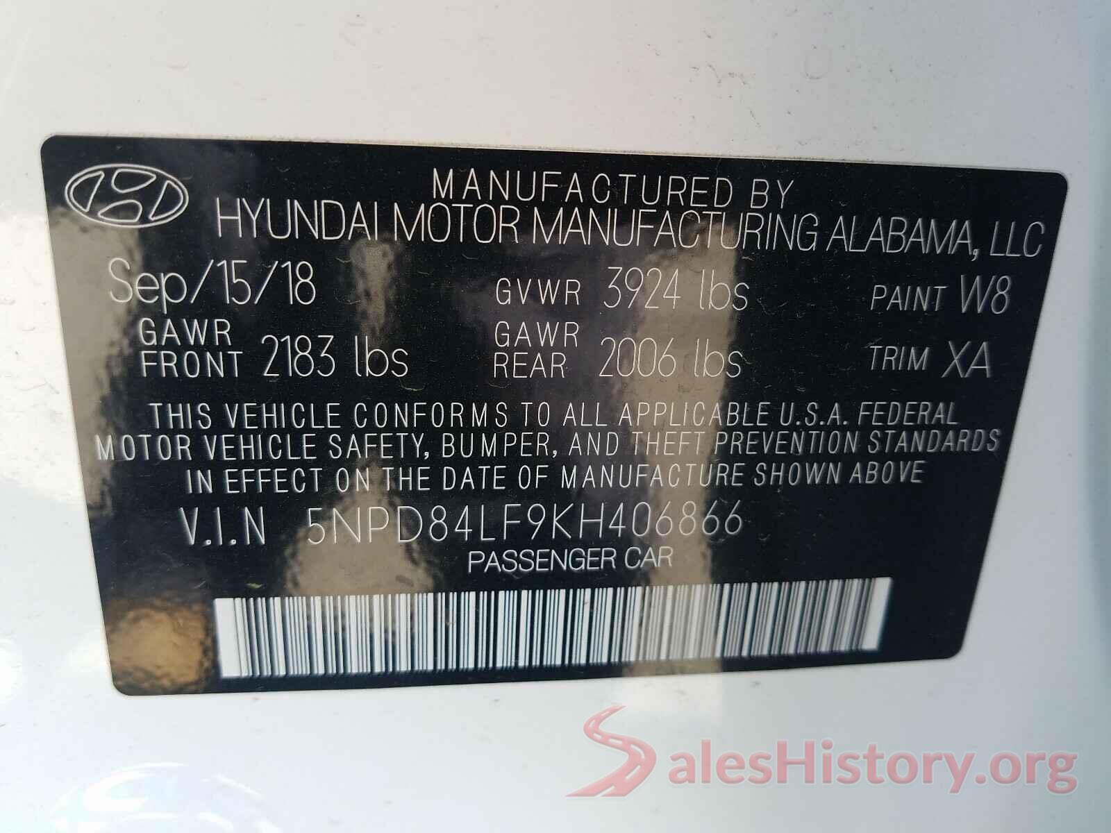 5NPD84LF9KH406866 2019 HYUNDAI ELANTRA