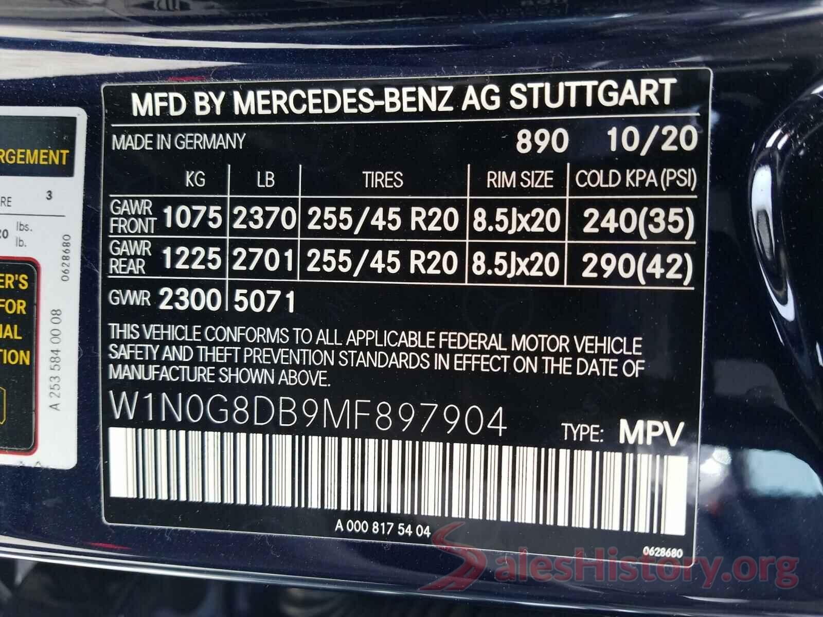 W1N0G8DB9MF897904 2021 MERCEDES-BENZ G CLASS