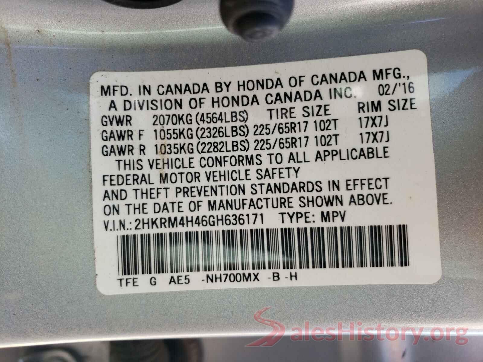 2HKRM4H46GH636171 2016 HONDA CRV