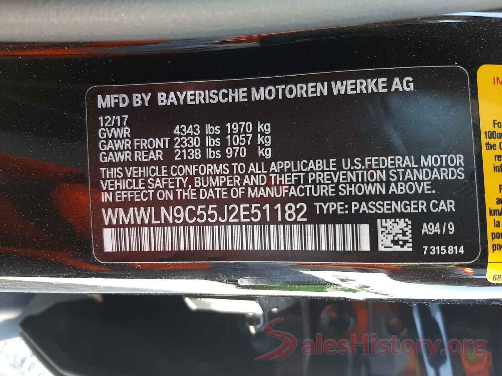 WMWLN9C55J2E51182 2018 MINI COOPER