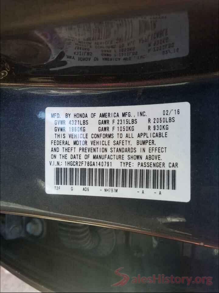 1HGCR2F78GA140791 2016 HONDA ACCORD