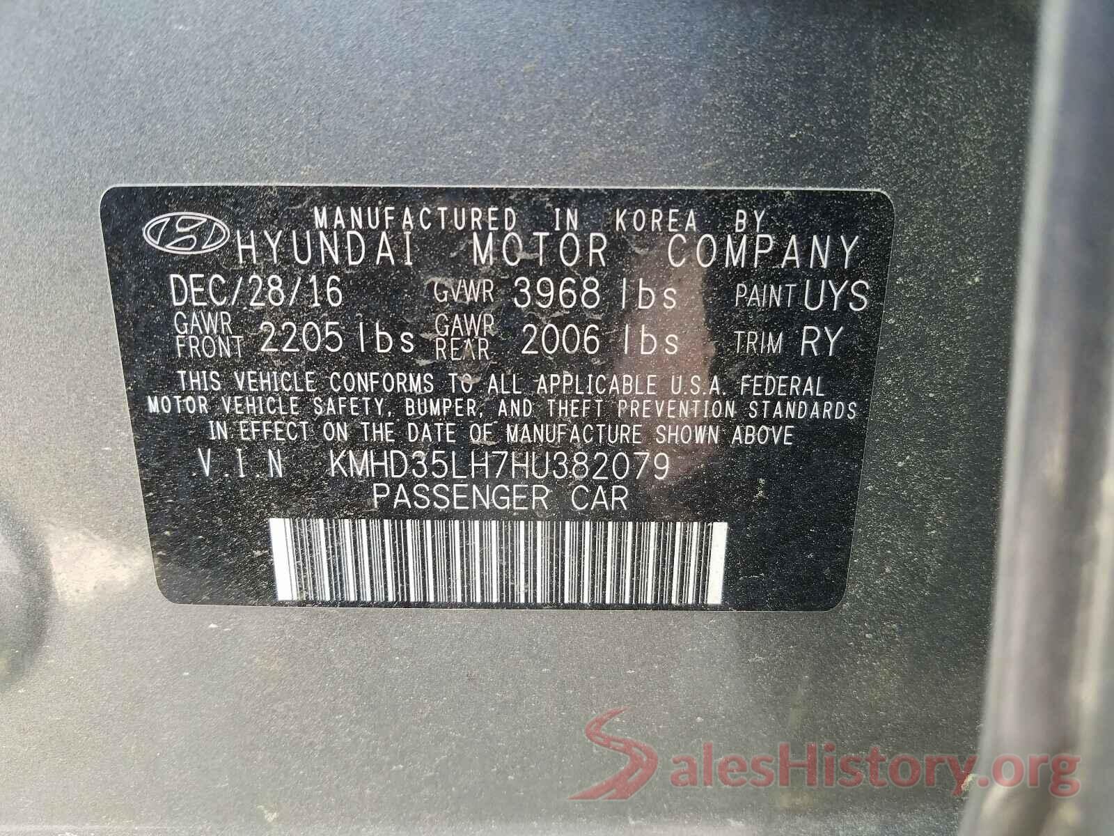 KMHD35LH7HU382079 2017 HYUNDAI ELANTRA