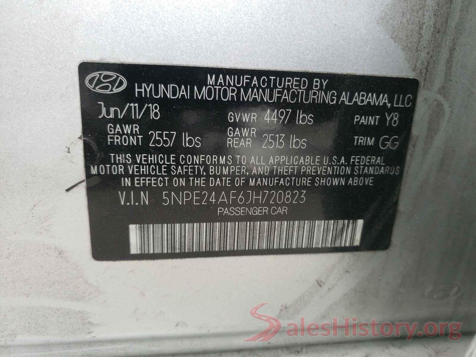 5NPE24AF6JH720823 2018 HYUNDAI SONATA