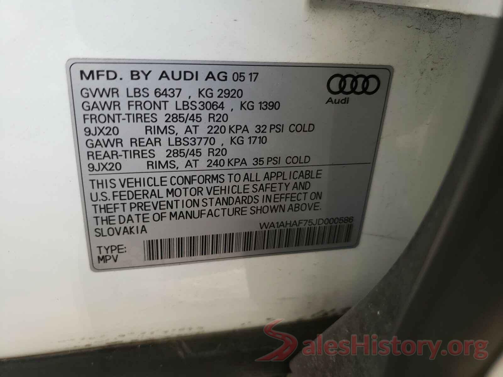 WA1AHAF75JD000586 2018 AUDI Q7