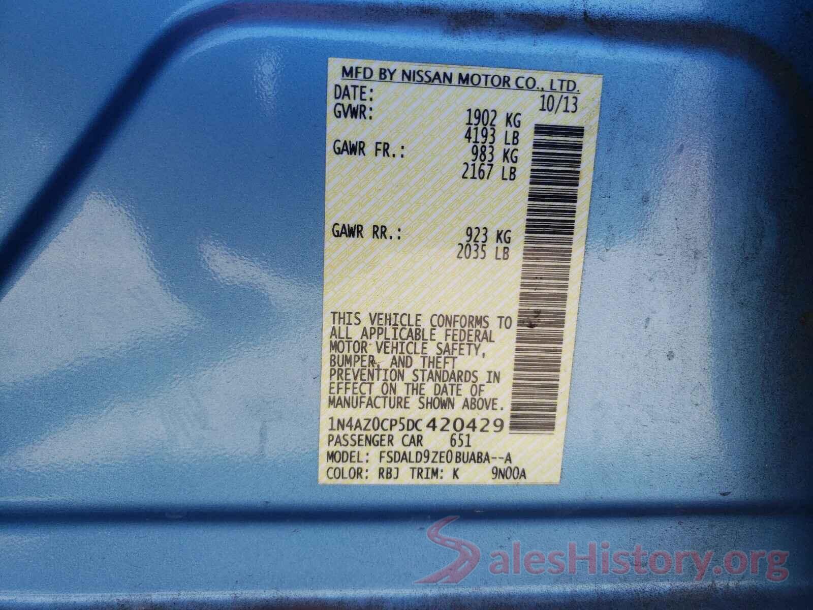 1N4AZ0CP5DC420429 2013 NISSAN LEAF