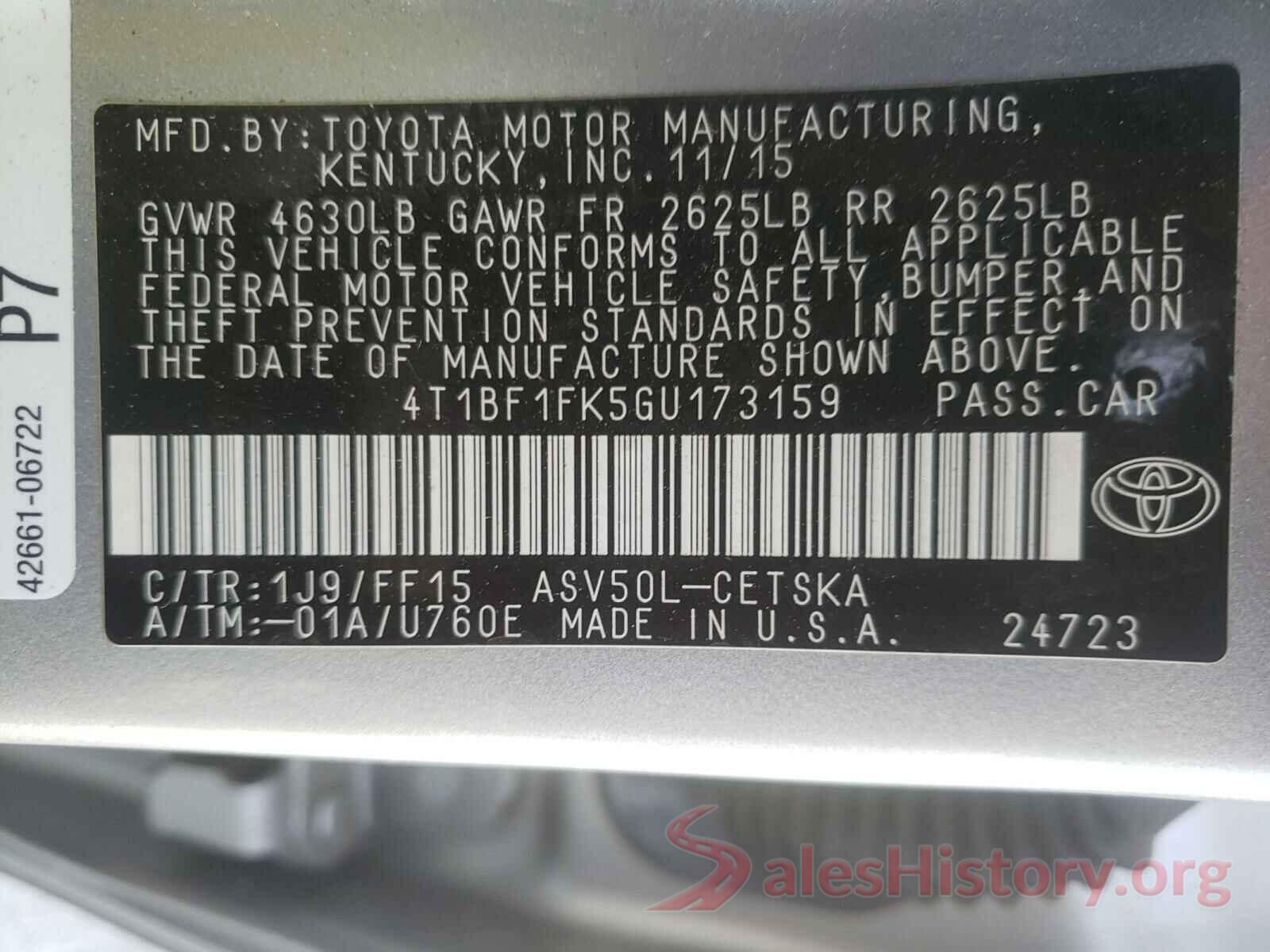 4T1BF1FK5GU173159 2016 TOYOTA CAMRY