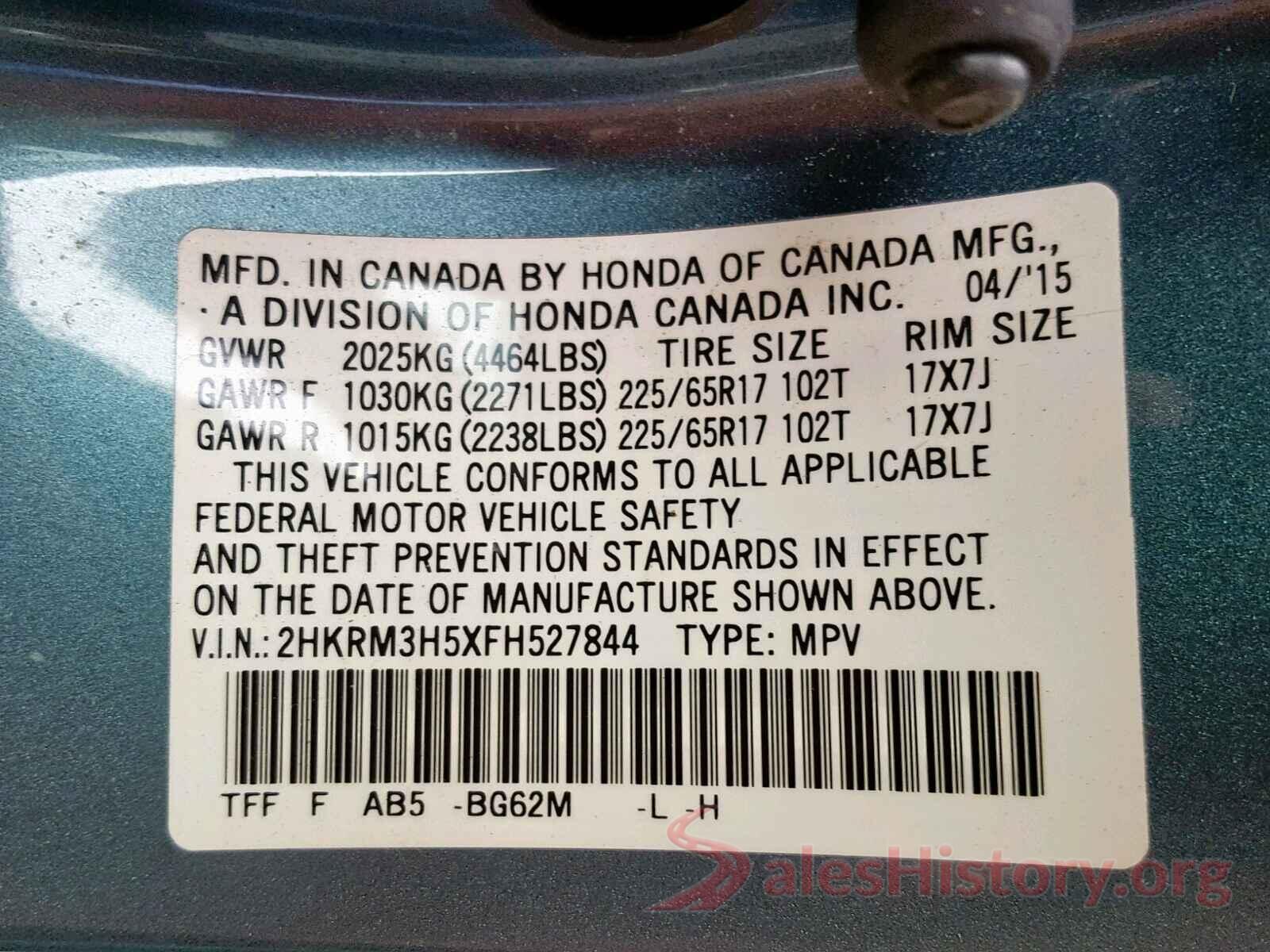 2HKRM3H5XFH527844 2015 HONDA CR-V EX