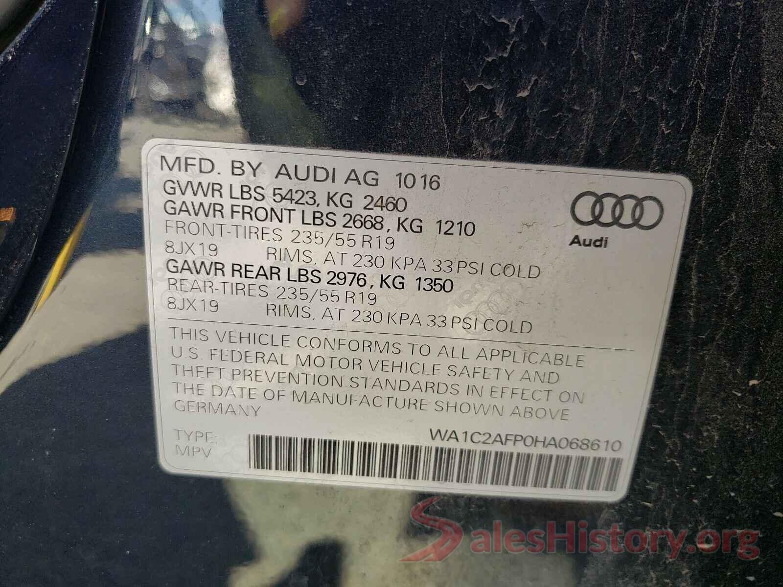 WA1C2AFP0HA068610 2017 AUDI Q5