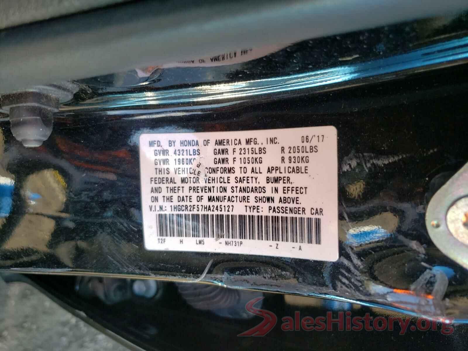 1HGCR2F57HA245127 2017 HONDA ACCORD