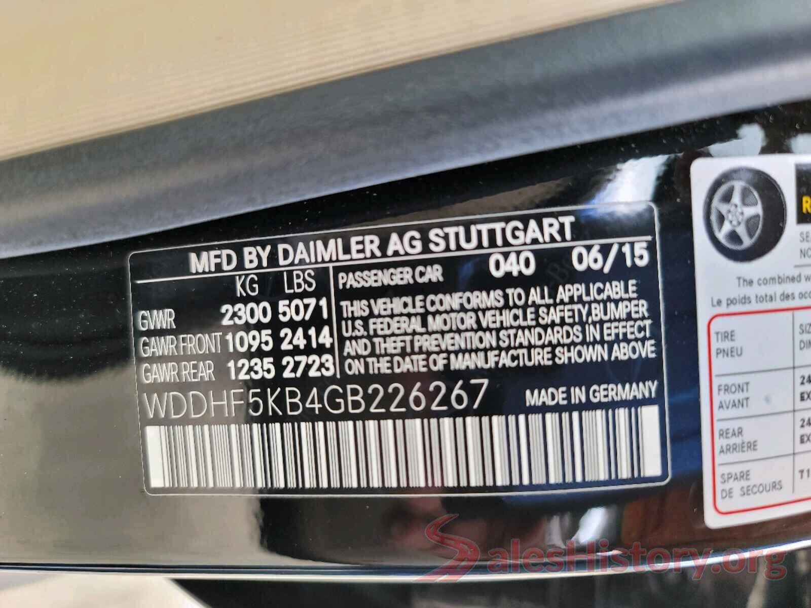 WDDHF5KB4GB226267 2016 MERCEDES-BENZ E CLASS