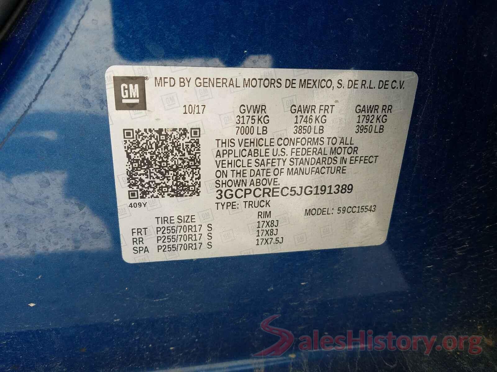 3GCPCREC5JG191389 2018 CHEVROLET SILVERADO