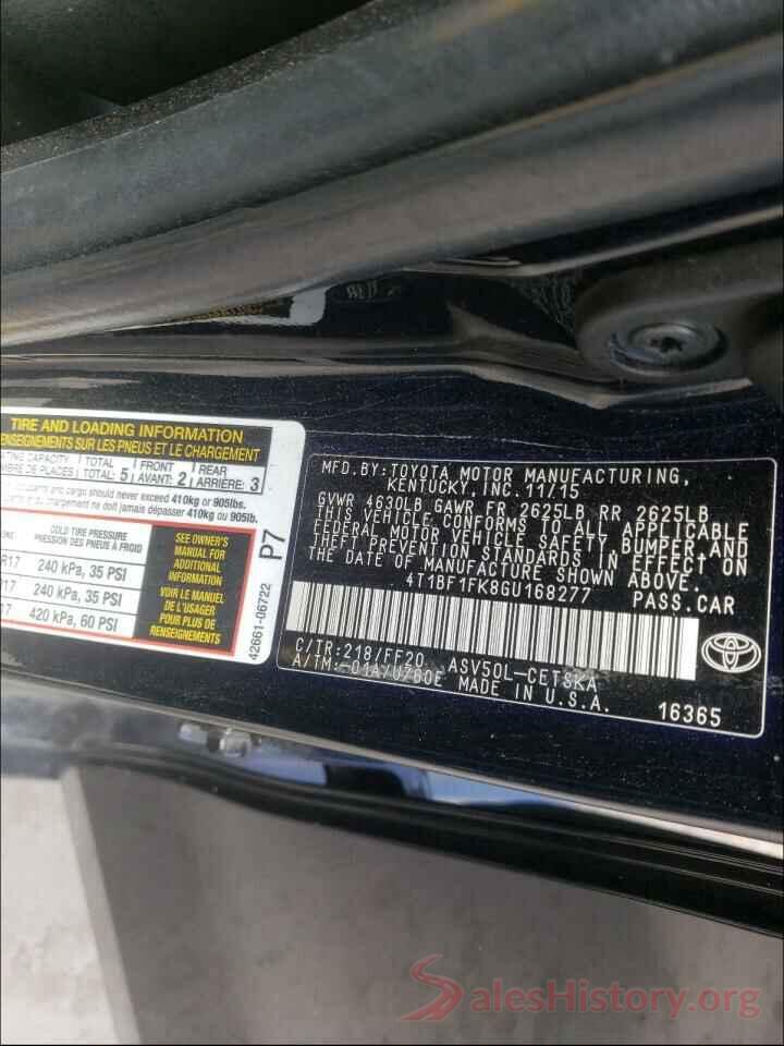 4T1BF1FK8GU168277 2016 TOYOTA CAMRY