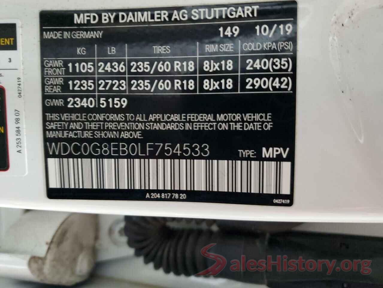 WDC0G8EB0LF754533 2020 MERCEDES-BENZ GLC-CLASS