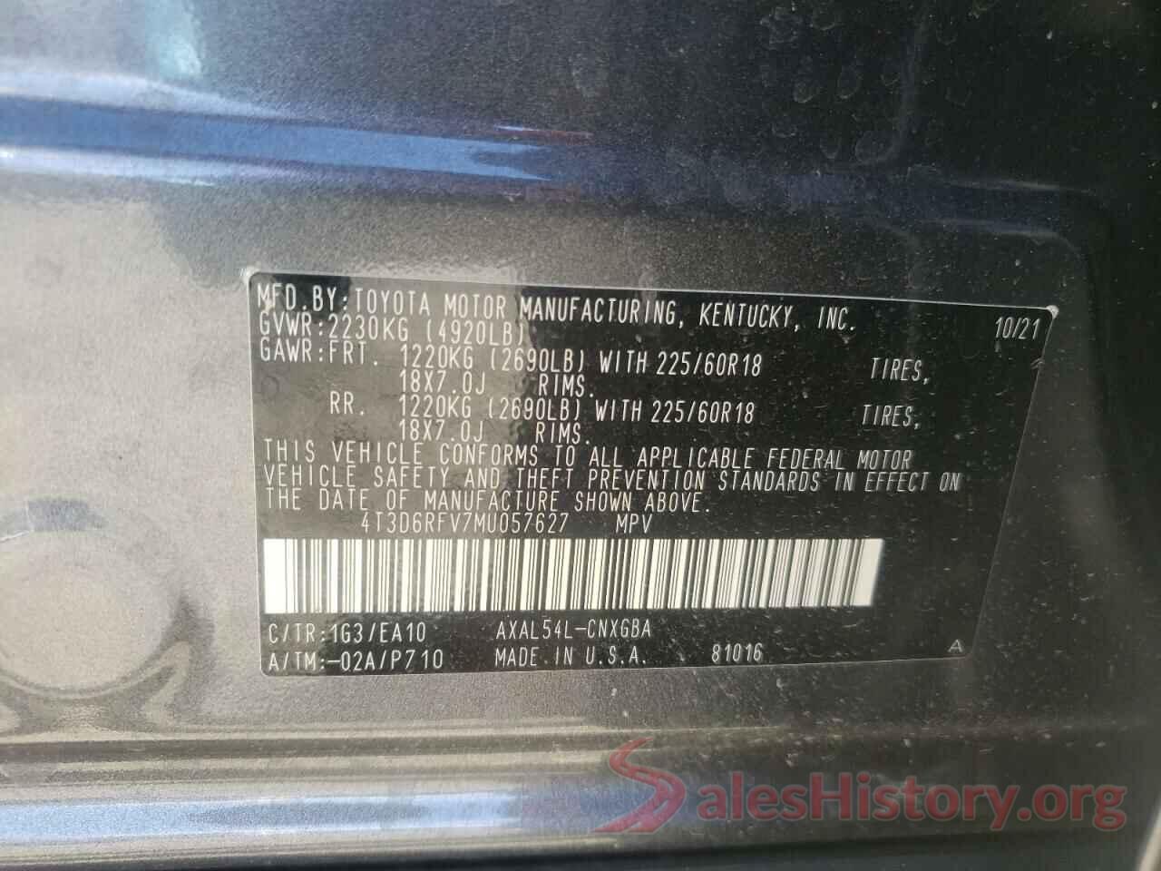 4T3D6RFV7MU057627 2021 TOYOTA RAV4