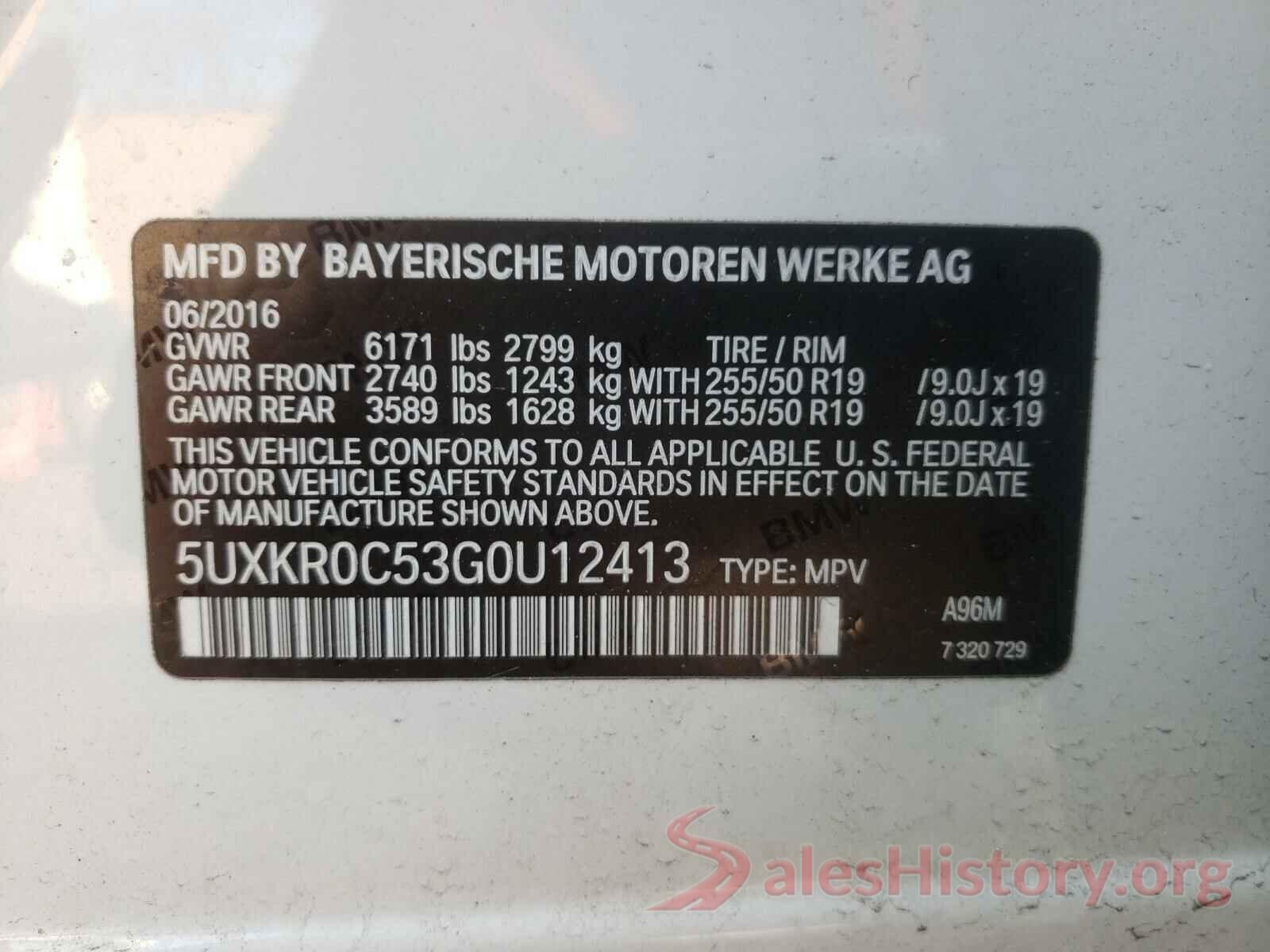 5UXKR0C53G0U12413 2016 BMW X5