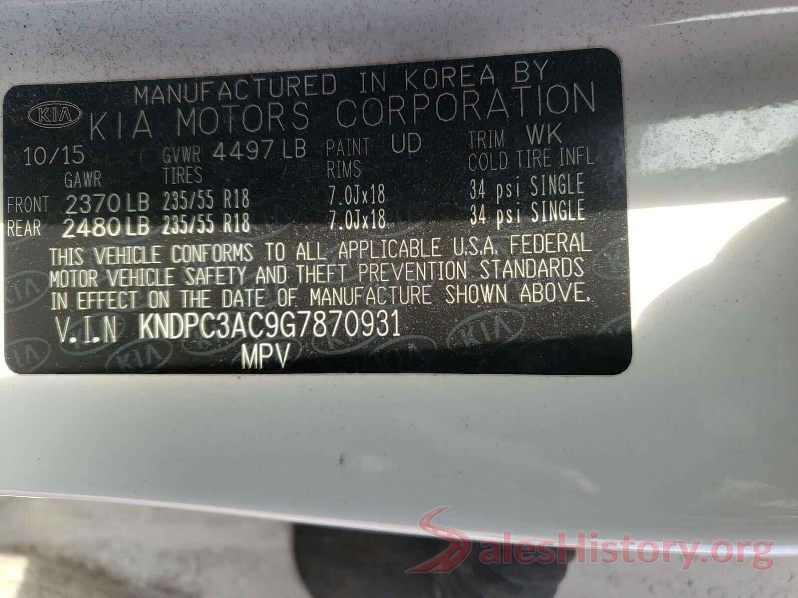 KNDPC3AC9G7870931 2016 KIA SPORTAGE