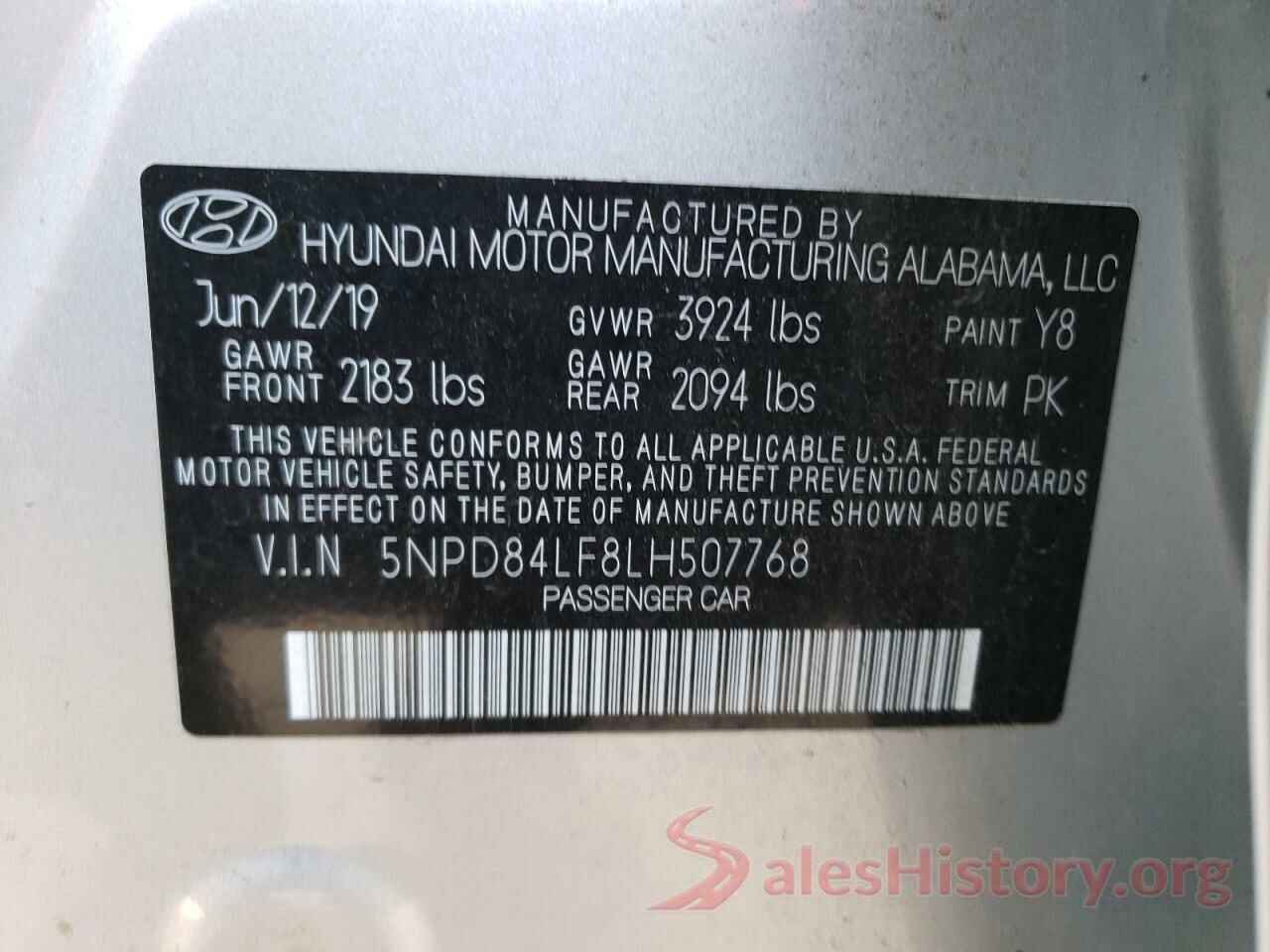 5NPD84LF8LH507768 2020 HYUNDAI ELANTRA