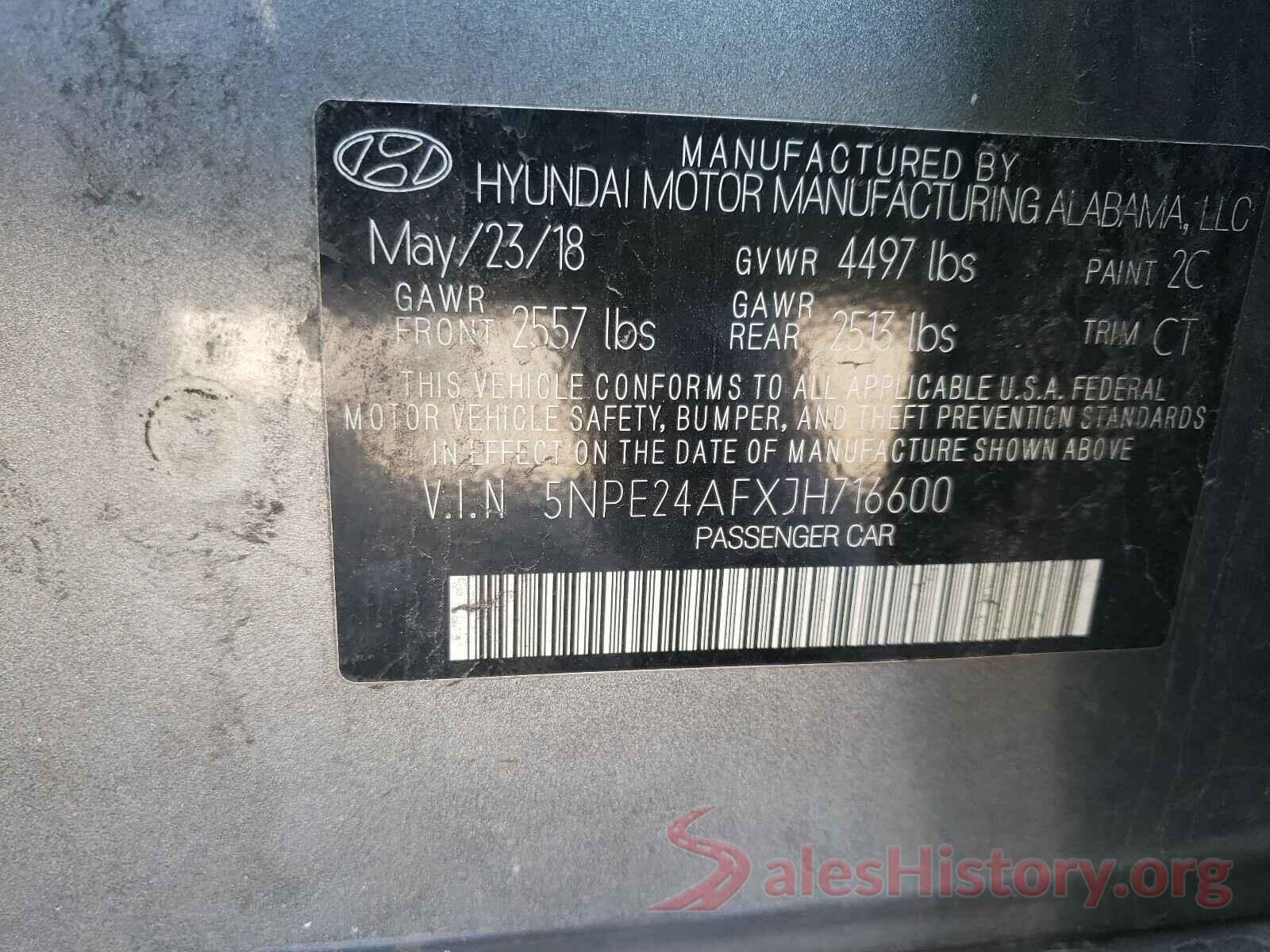 5NPE24AFXJH716600 2018 HYUNDAI SONATA