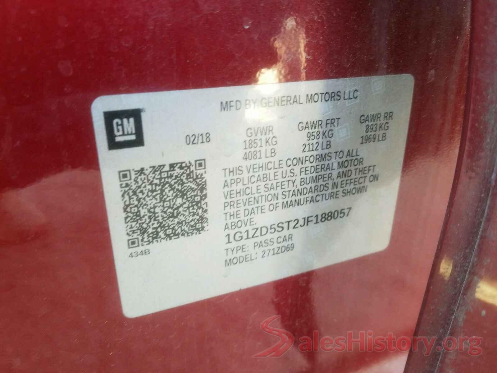 1G1ZD5ST2JF188057 2018 CHEVROLET MALIBU