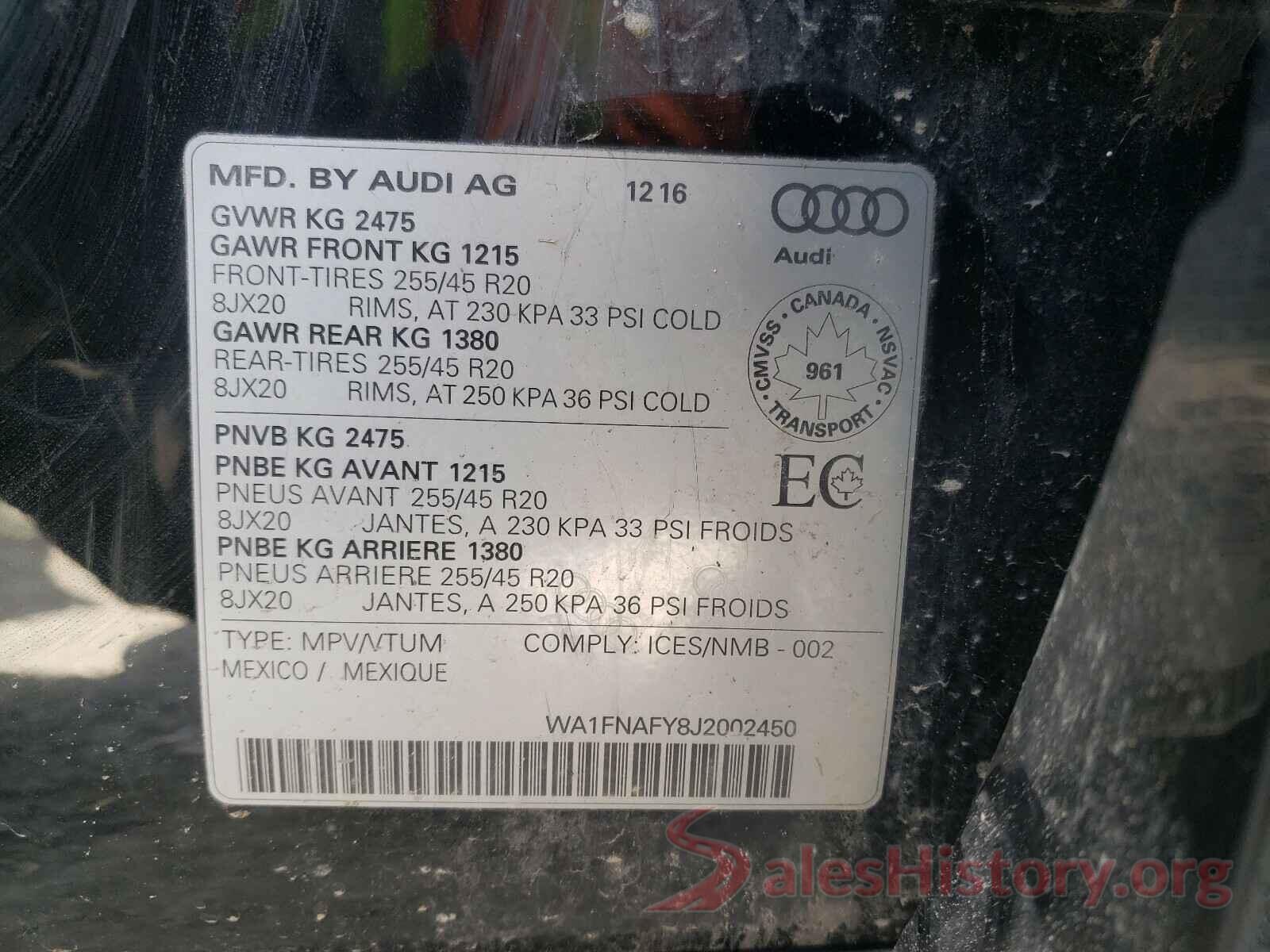 WA1FNAFY8J2002450 2018 AUDI Q5