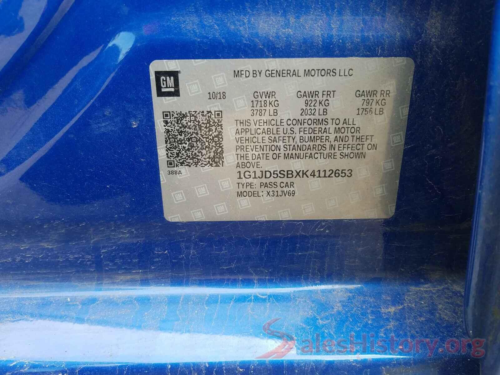 1G1JD5SBXK4112653 2019 CHEVROLET SONIC