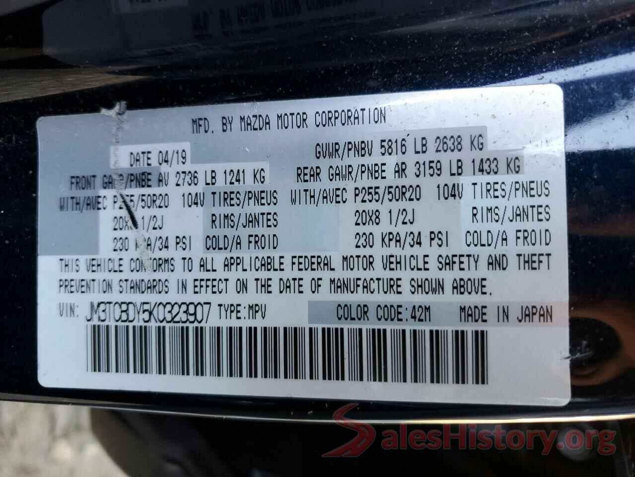 JM3TCBDY5K0323907 2019 MAZDA CX-9