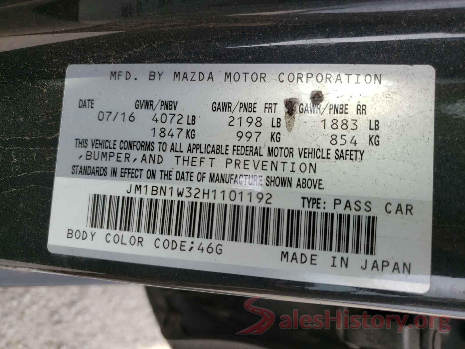 JM1BN1W32H1101192 2017 MAZDA 3