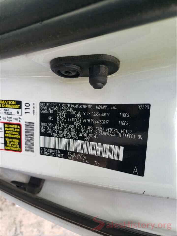 5TDKZ3DC7LS067975 2020 TOYOTA SIENNA