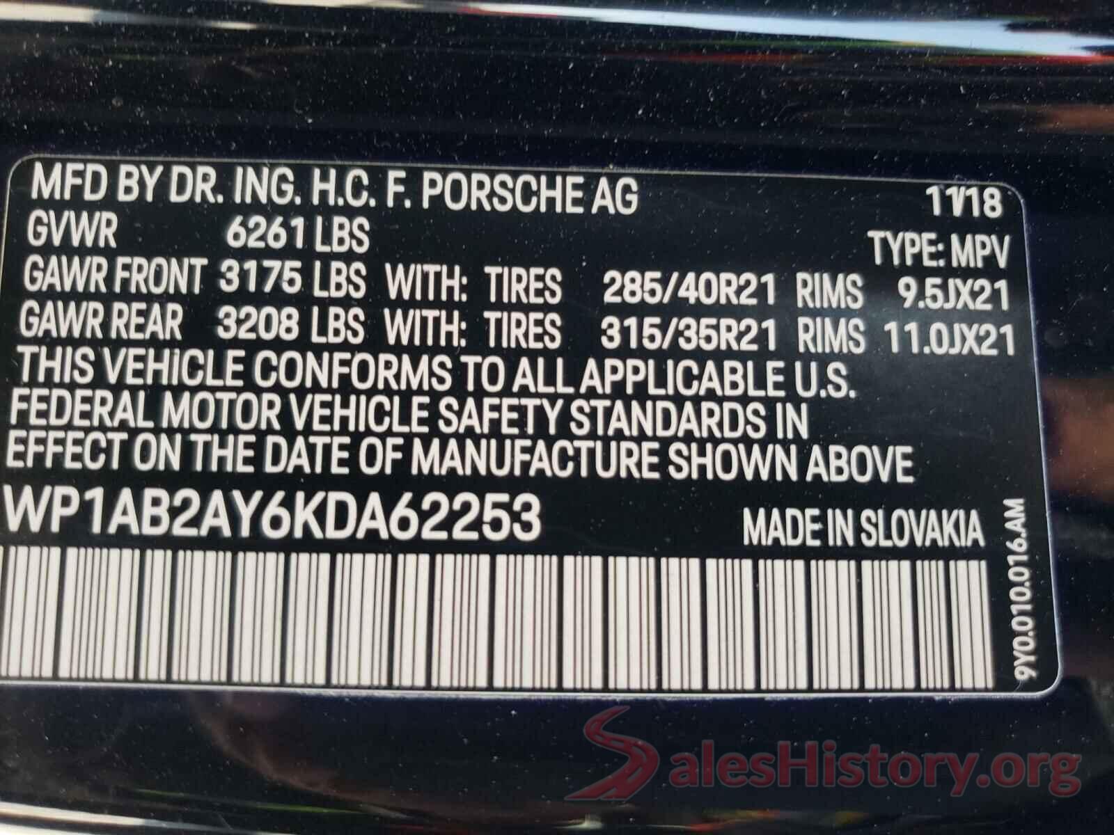 WP1AB2AY6KDA62253 2019 PORSCHE CAYENNE