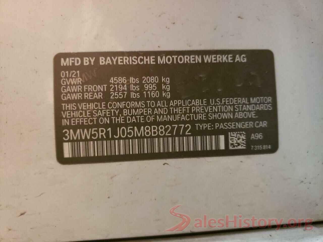 3MW5R1J05M8B82772 2021 BMW 3 SERIES