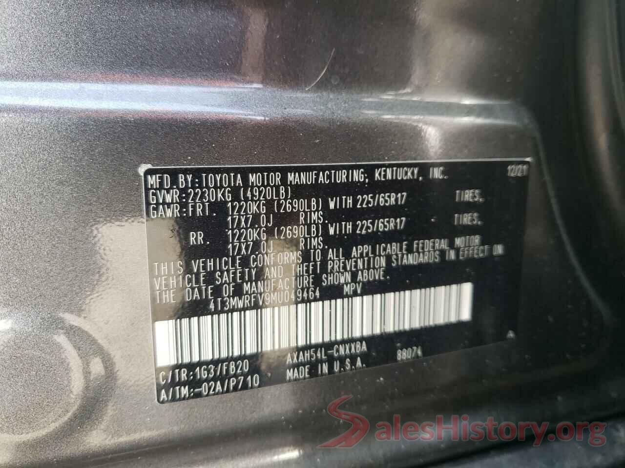 4T3MWRFV9MU049464 2021 TOYOTA RAV4