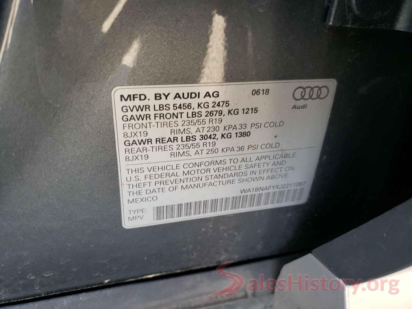 WA1BNAFYXJ2211087 2018 AUDI Q5