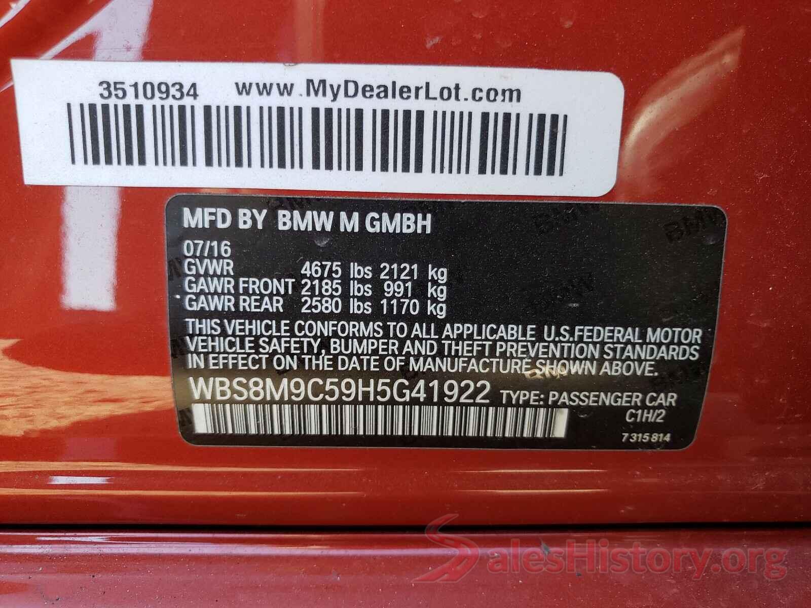 WBS8M9C59H5G41922 2017 BMW M3