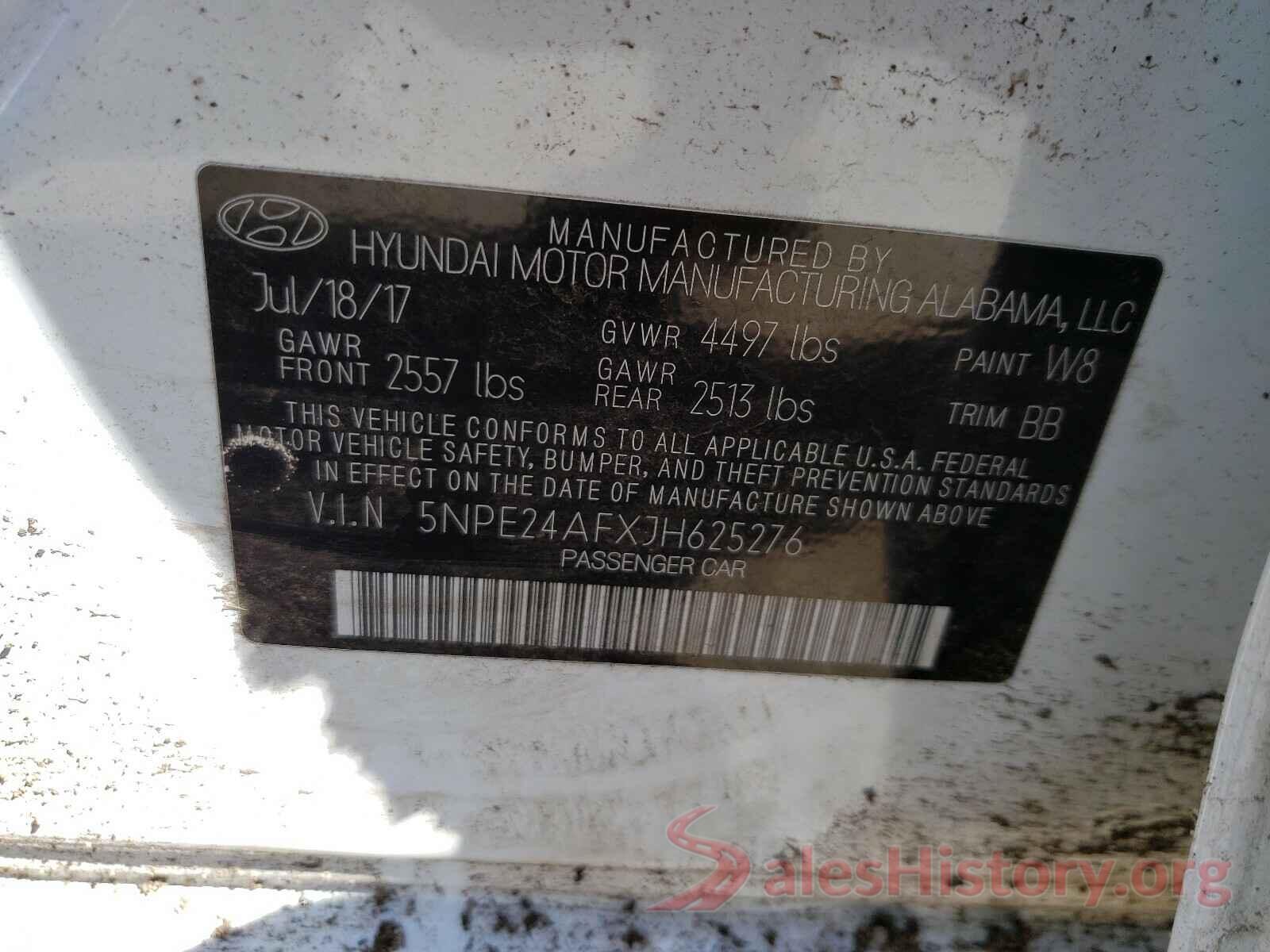 5NPE24AFXJH625276 2018 HYUNDAI SONATA