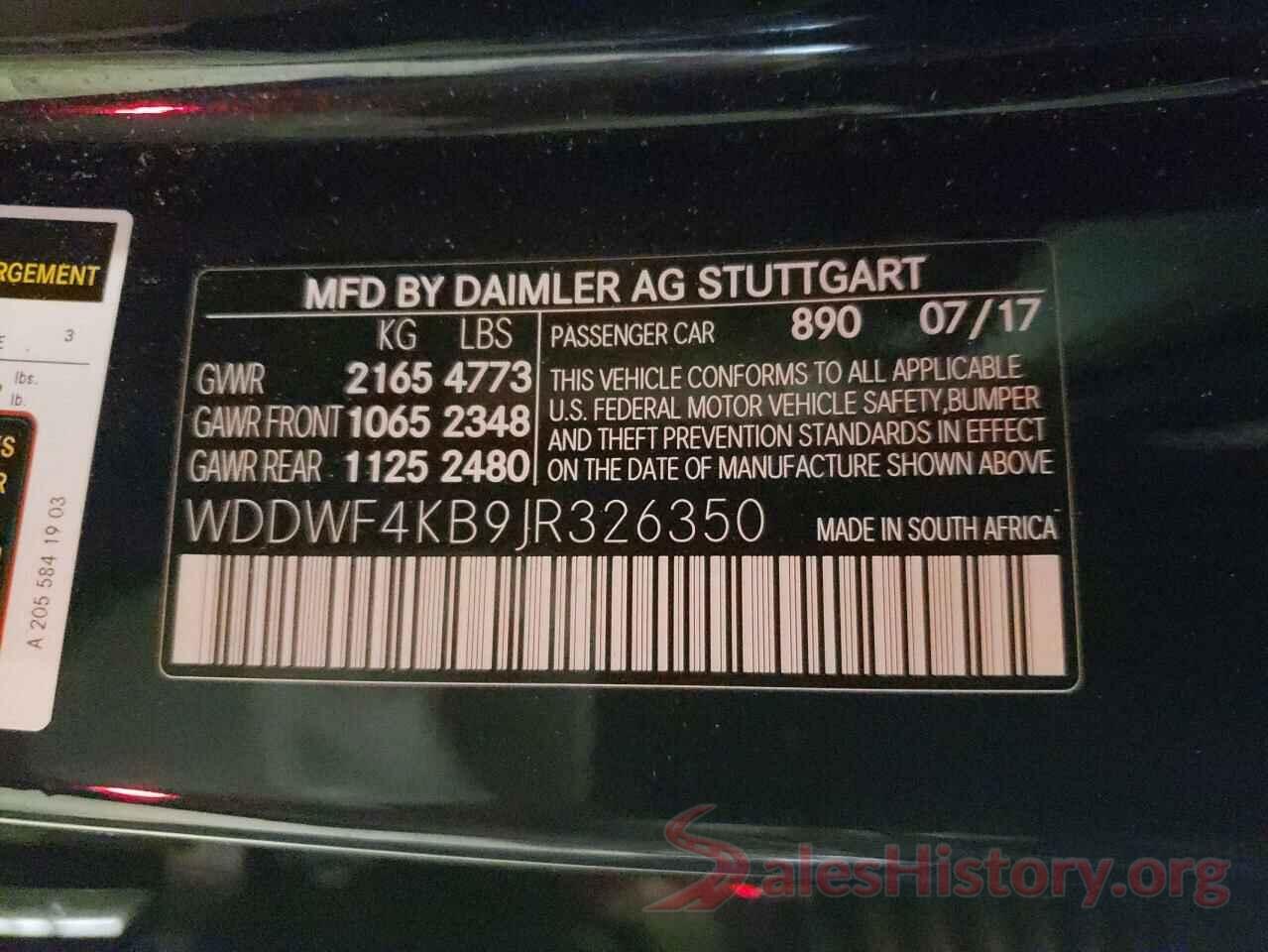 WDDWF4KB9JR326350 2018 MERCEDES-BENZ C-CLASS