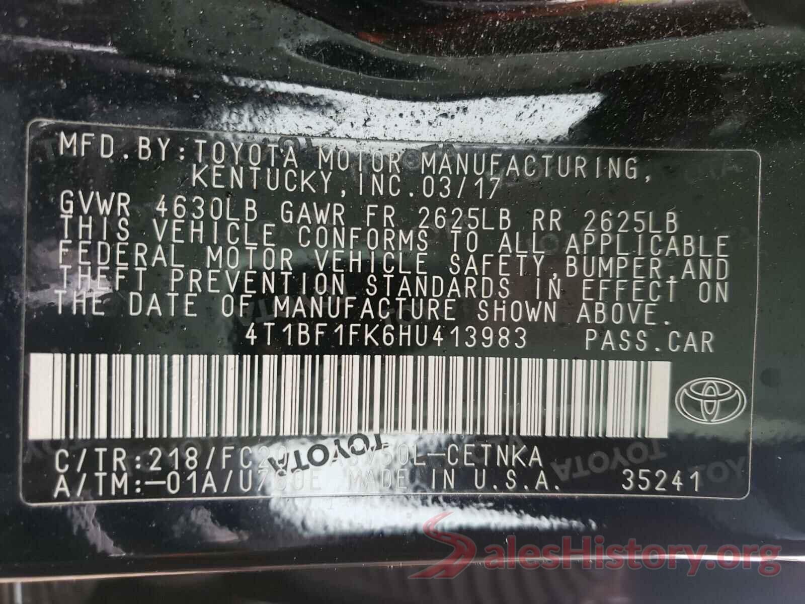 4T1BF1FK6HU413983 2017 TOYOTA CAMRY