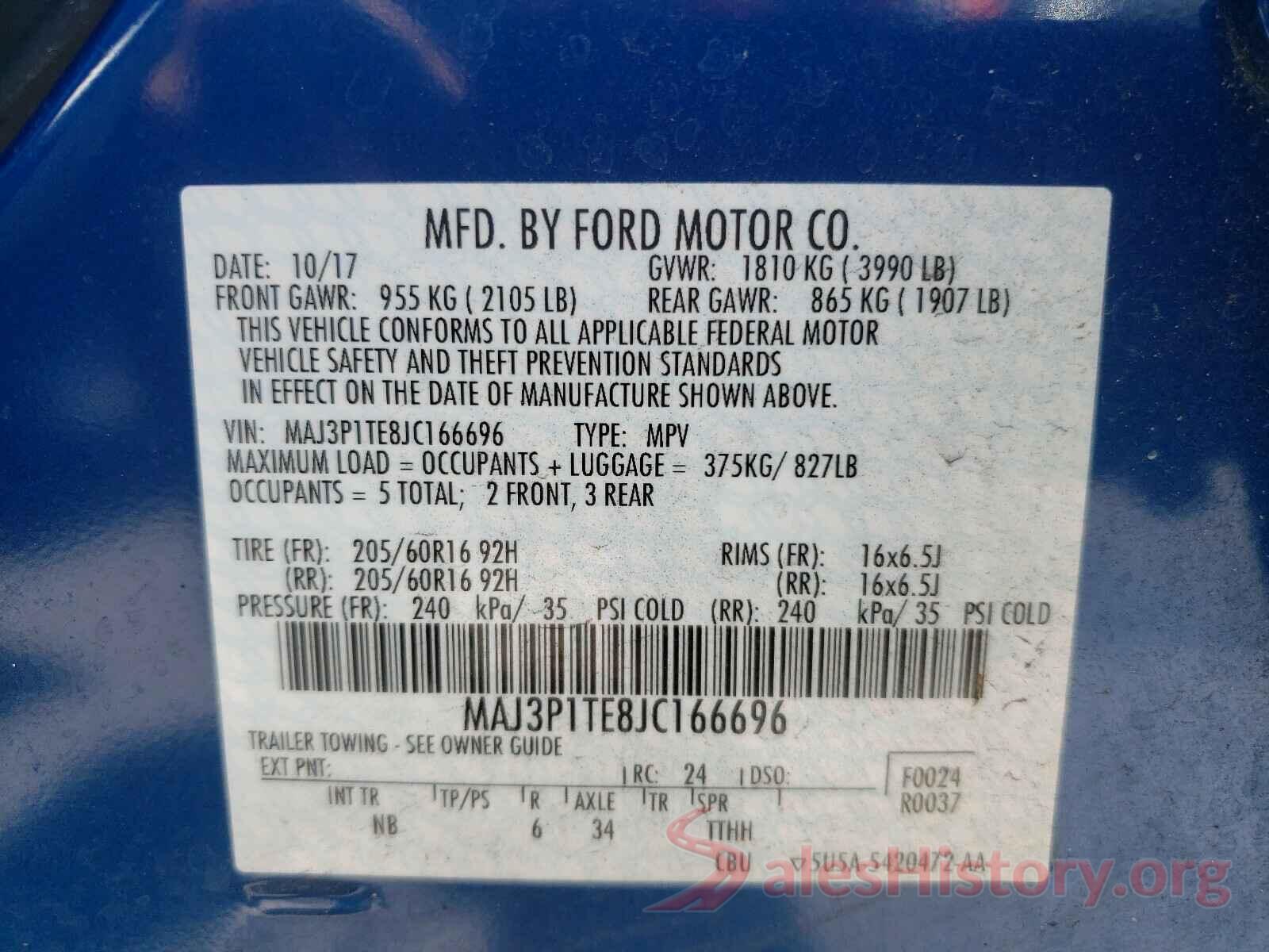 MAJ3P1TE8JC166696 2018 FORD ALL OTHER