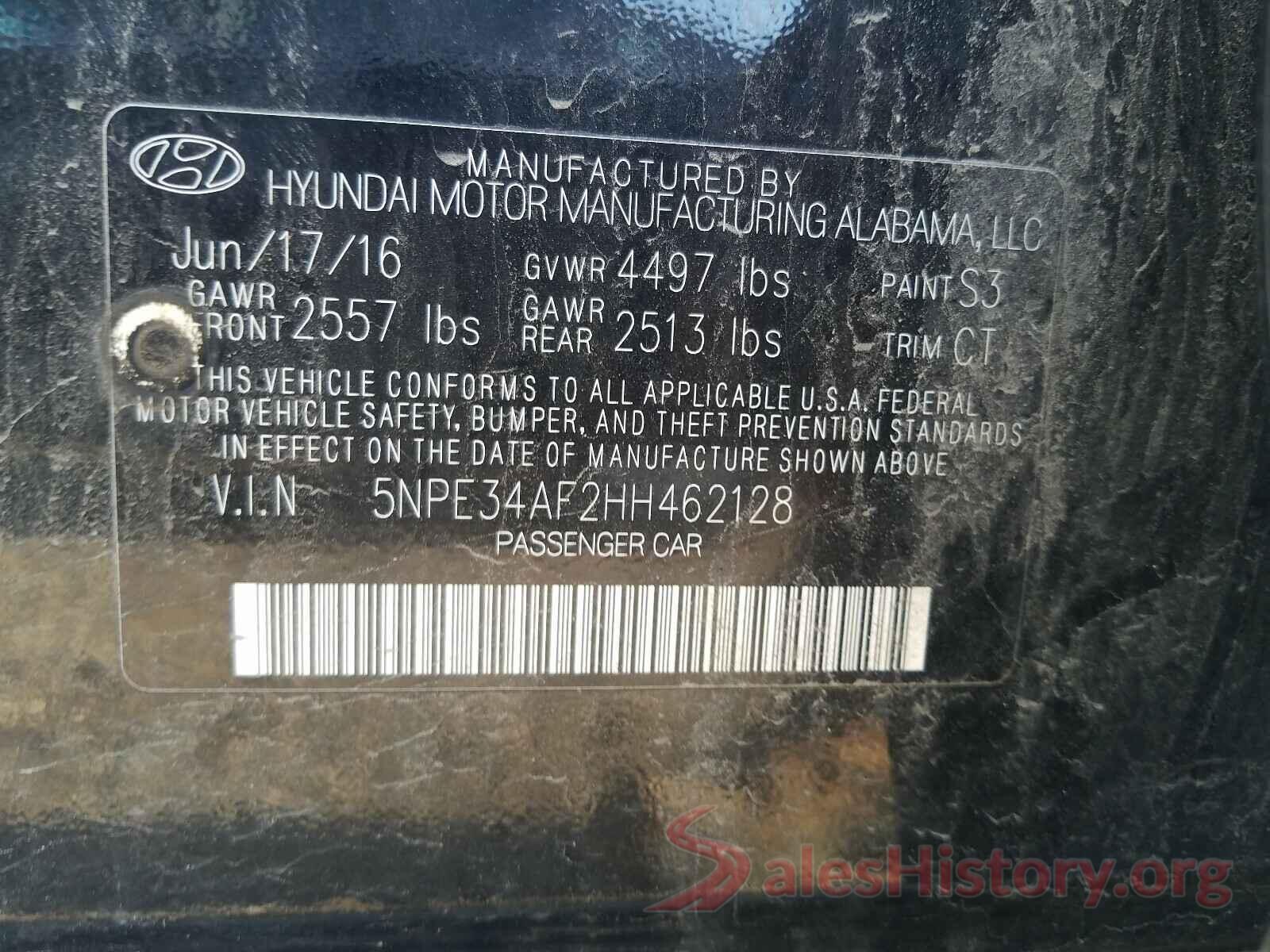 5NPE34AF2HH462128 2017 HYUNDAI SONATA