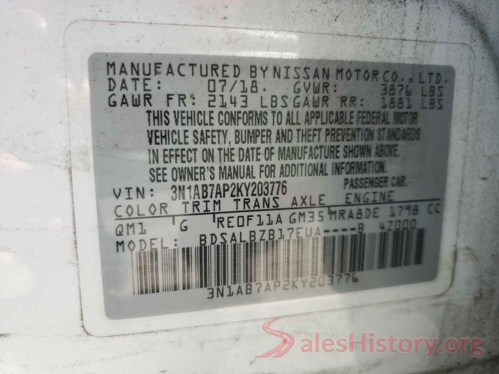 3N1AB7AP2KY203776 2019 NISSAN SENTRA